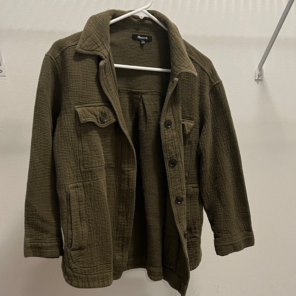 Madewell Dark Olive Textured Shirt Jacket